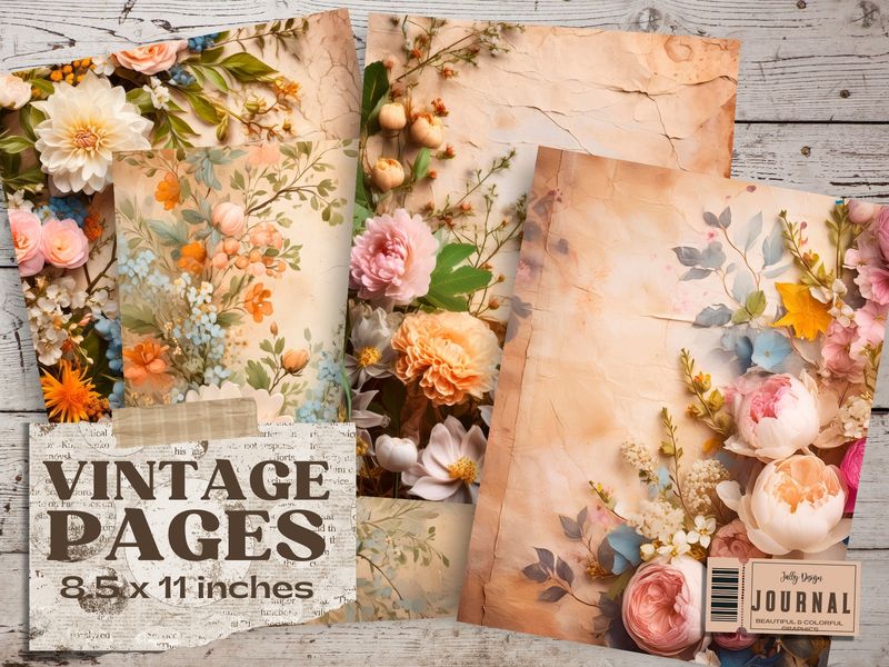 Páginas viejas con diseños florares estilo Vintage y Shabby Chic