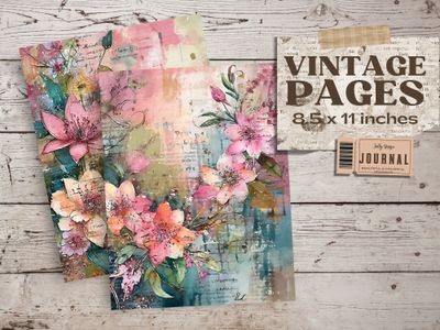 Hermosas páginas con flores Shabby Chic y estilo Vintage para junk journal