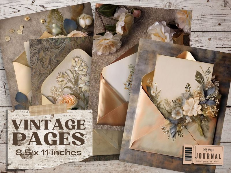 Páginas vintage con imágenes de sobres viejos para junk journal