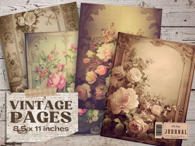 Páginas vintage de arreglos florales viejos para junk journal