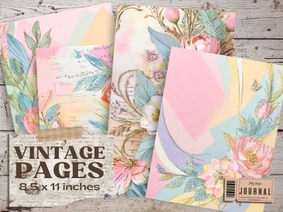 Hermosas páginas viejas de flores en tonos pastel para junk journal