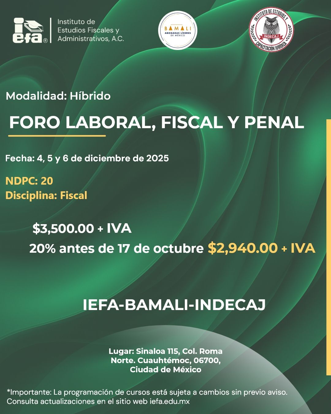 ​Foro Laboral, Fiscal y Penal