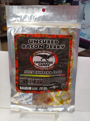 CARNIVORE CANDY BACON JERKY SPICY SRIRACHA STYLE