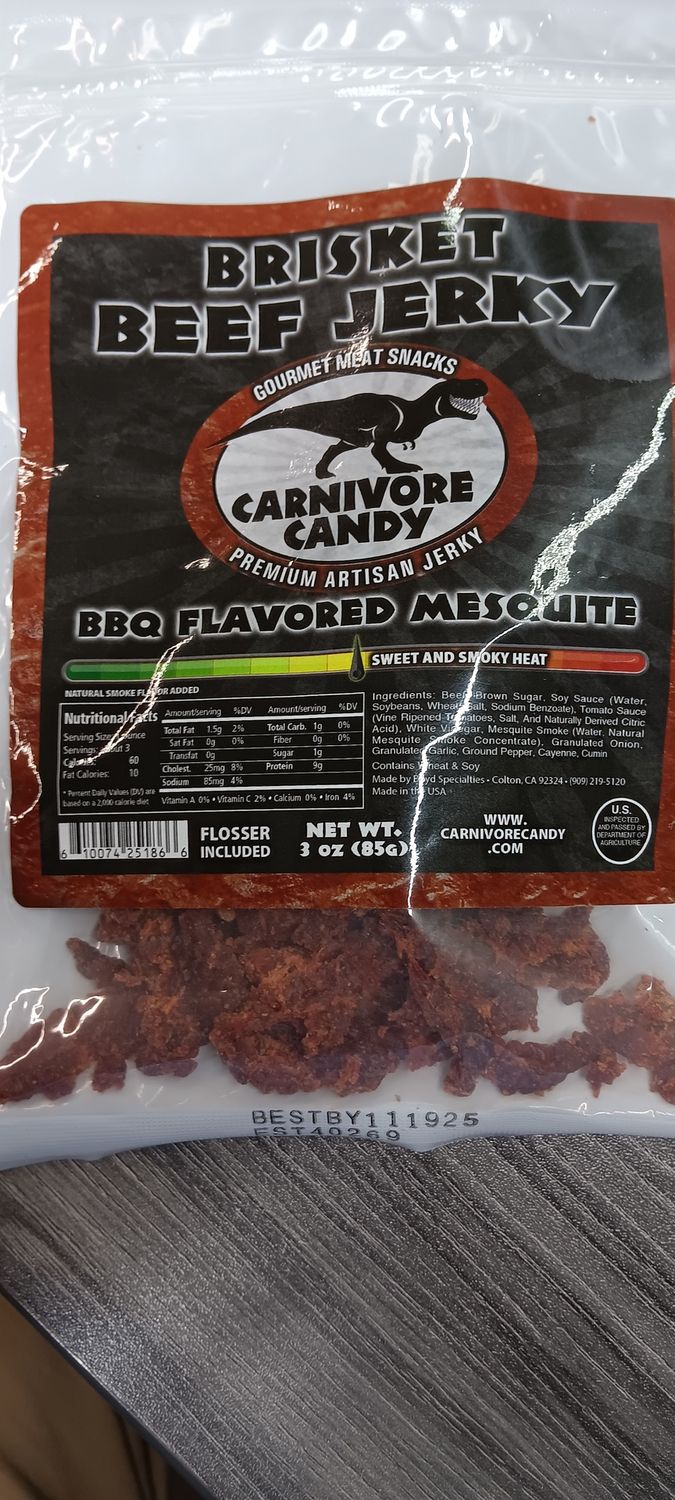 CARNIVORE CANDY BRISKET BBQ MESQUITE JERKY