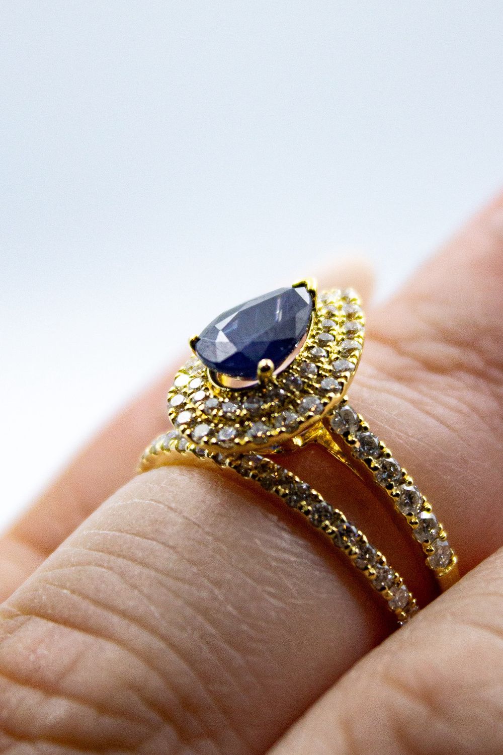 SAPPHIRE DIAMOND RING SET(NATURAL)SAP1.30CT D0.92CT