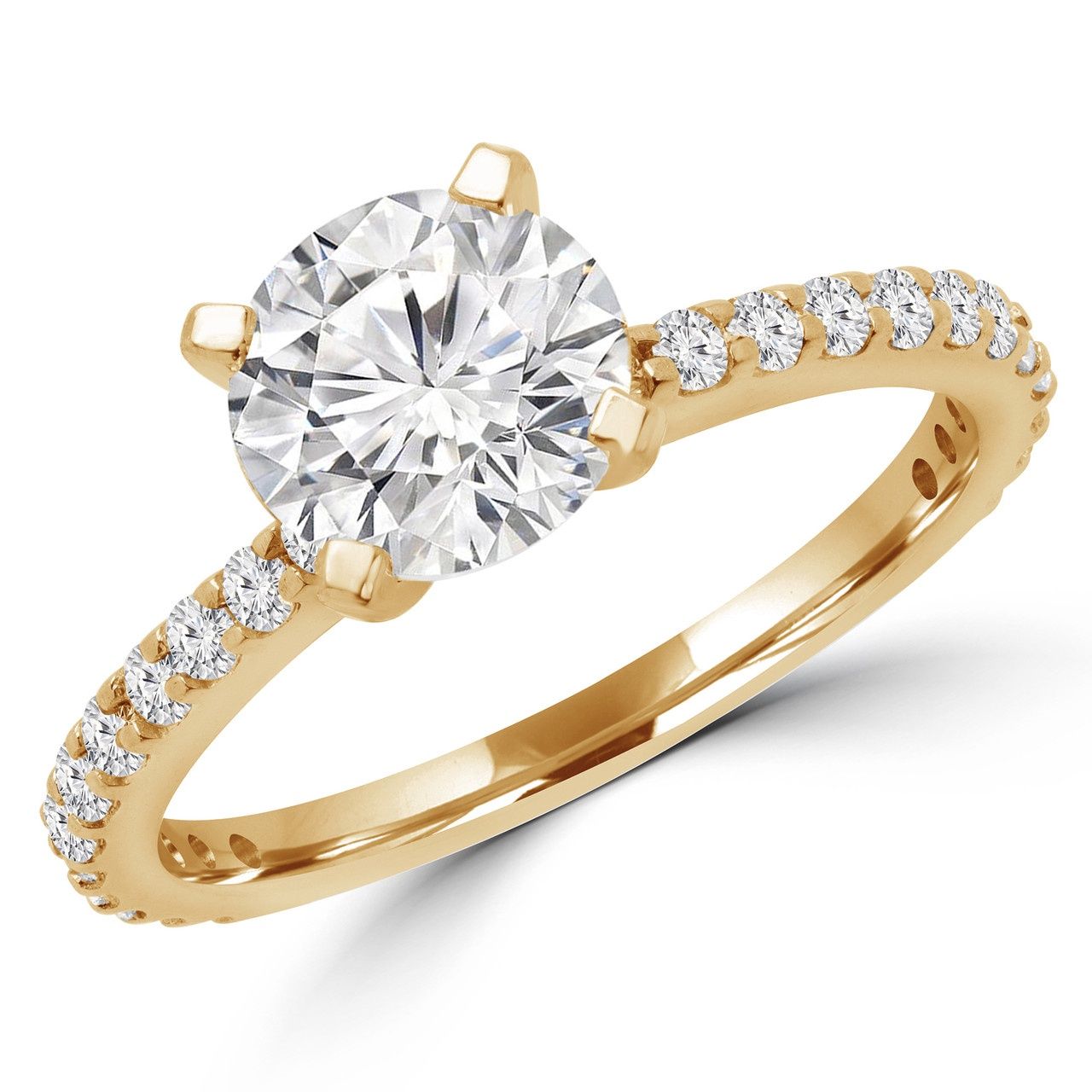 DIAMOND SOLITAIRE RING WITH SIDE BAND DIAMONDS(LAB)D1.50CT SD0.16CT