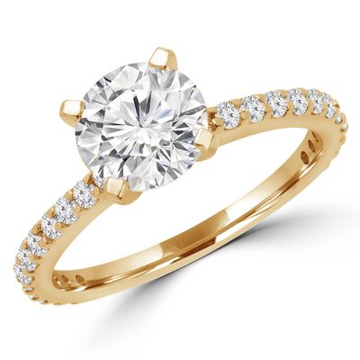 DIAMOND SOLITAIRE RING WITH SIDE BAND DIAMONDS(LAB)D1.50CT SD0.16CT