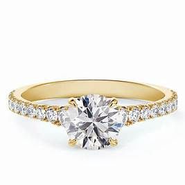 DIAMOND SOLITAIRE RING WITH SIDE BAND DIAMONDS(LAB)D1.50CT SD0.16CT