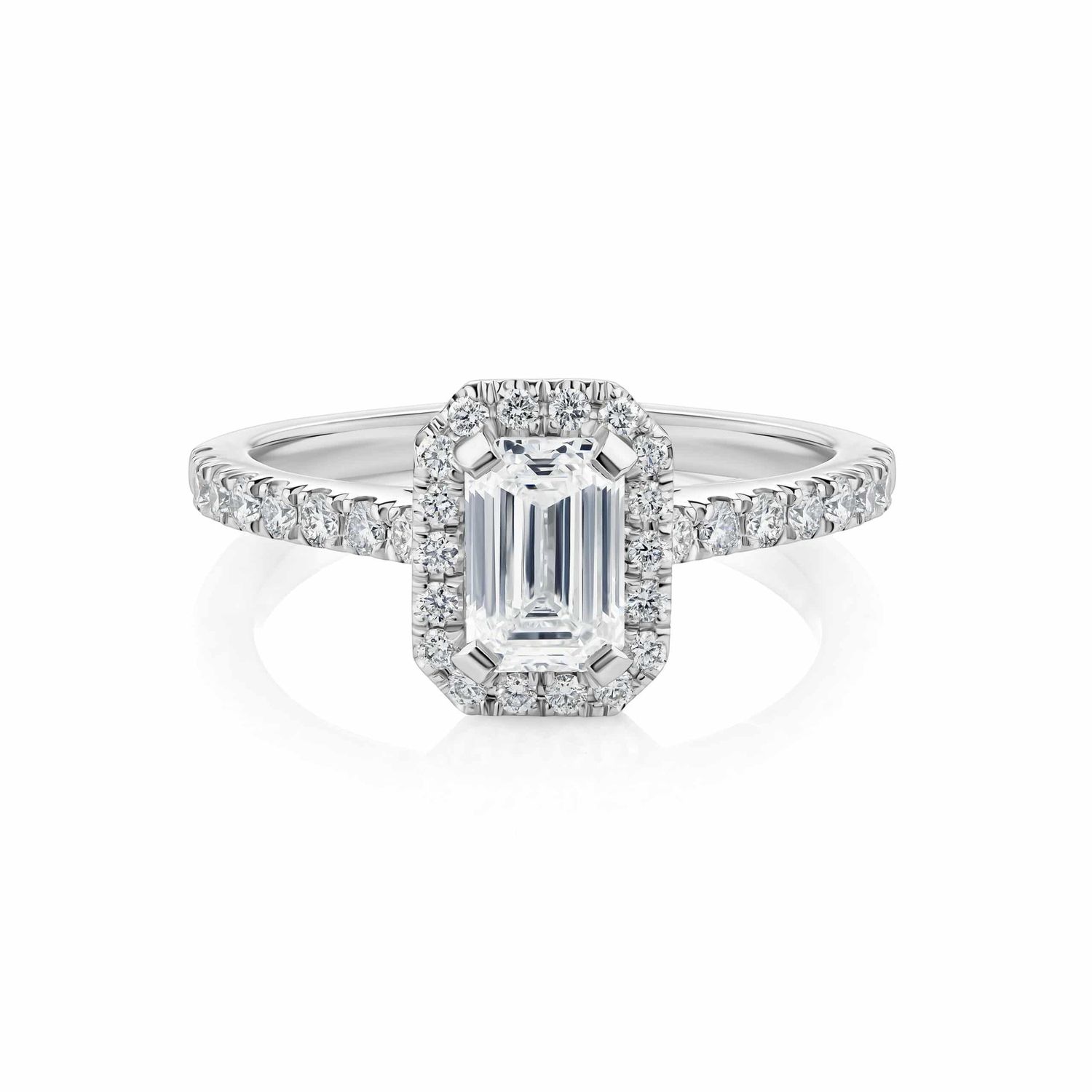DIAMOND SOLITAIRE RING EMERALD SHAPE HALO  STAYLE(LAB)D1.66CT SD0.40CT