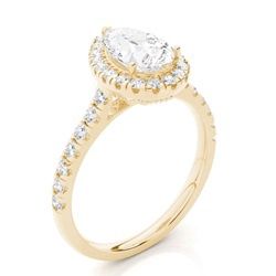 DIAMOND PEAR SHAPE SOLITAIRE RING HALO STYLE(LAB)1.00CT
