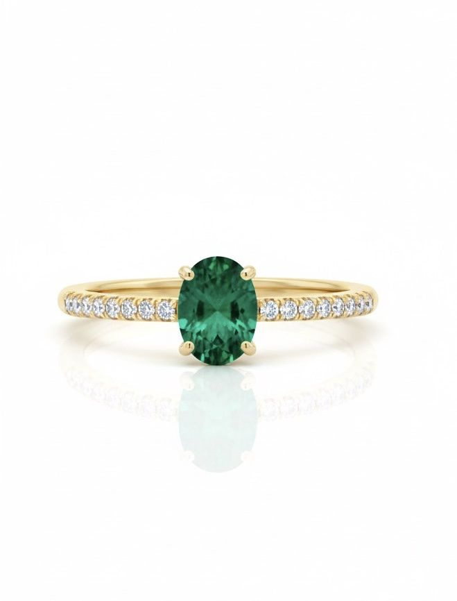 0.44CT NATURAL-GROWN OVAL EMERALD