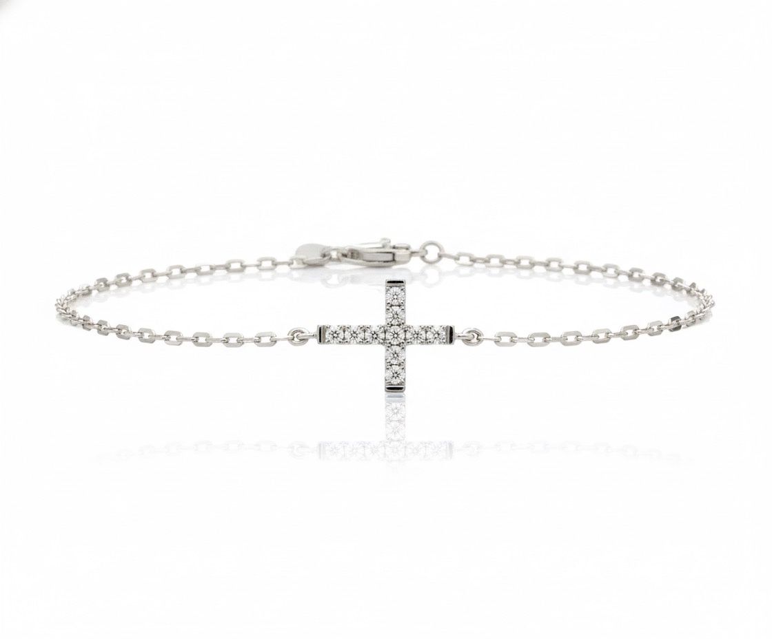0.10CT NATURAL-GROWN CROSS BRACELET
