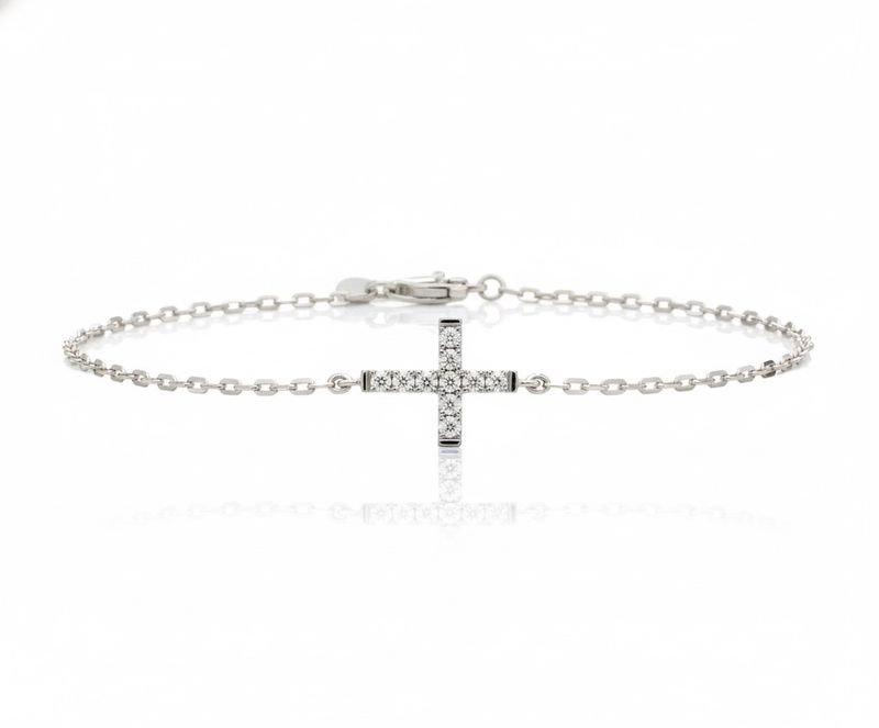 0.10CT NATURAL-GROWN CROSS BRACELET