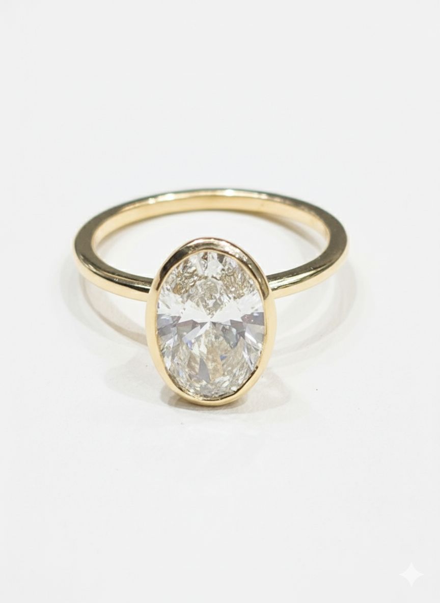 2.50CT OVAL BEZEL LAB-GROWN F/VS1