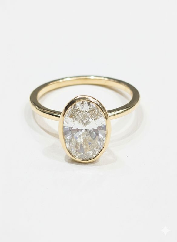 2.50CT OVAL BEZEL LAB-GROWN F/VS1