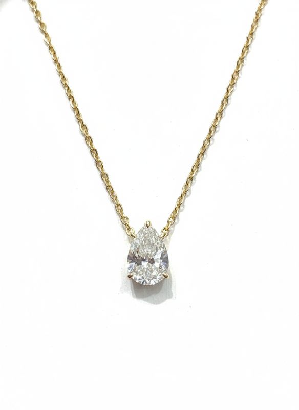 1.10CT LAB-GROWN PEAR-DROP PENDANT E-F/VVS-VS  (WITH CHAIN)