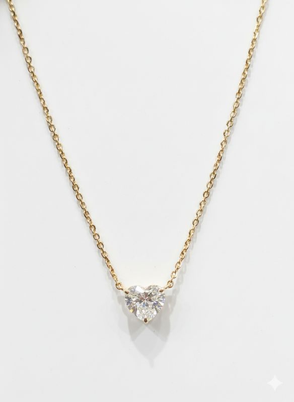 1.08CT LAB-GROWN HEART PENDANT E-F/VVS-VS (WITH CHAIN)