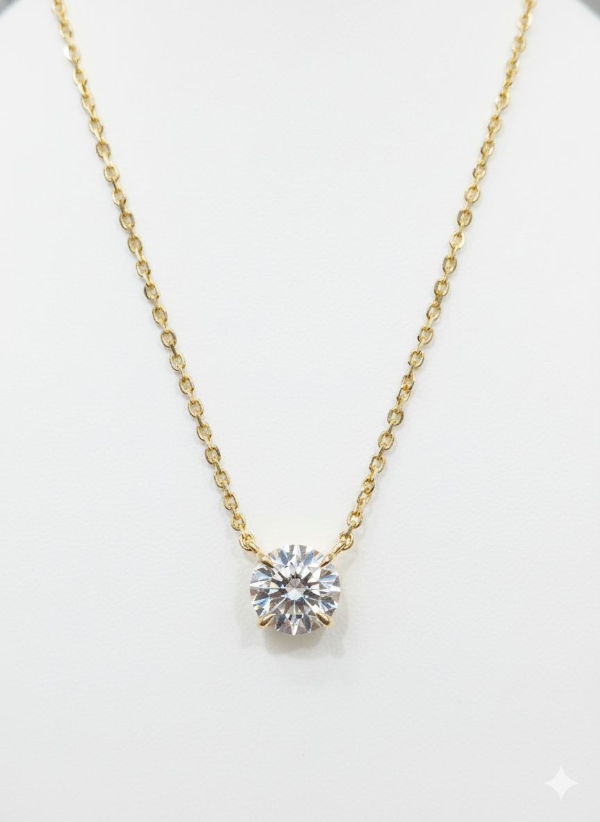 1.08CT LAB-GROWN ROUND PENDANT E/VVS-VS (WITH CHAIN)