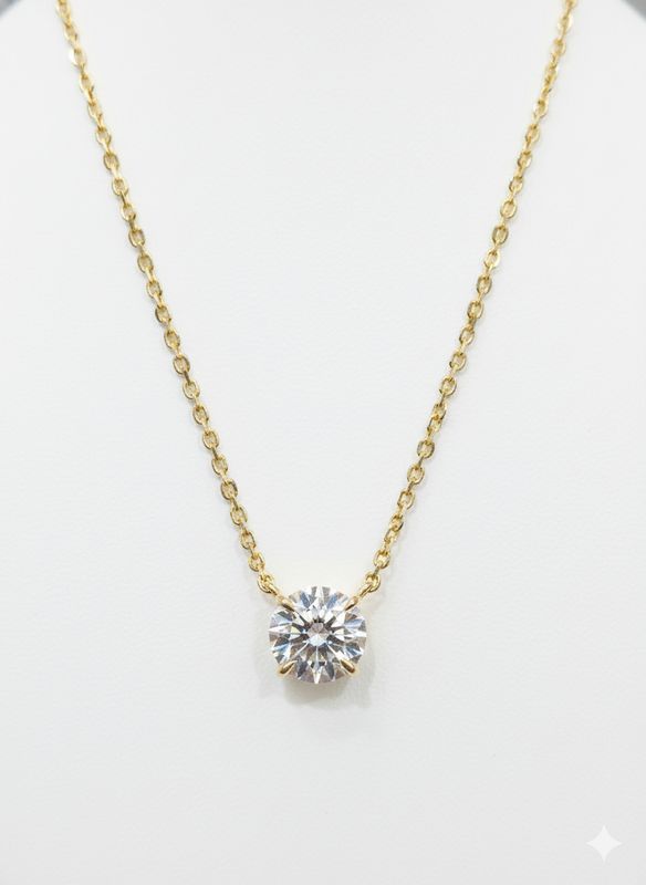 1.08CT LAB-GROWN ROUND PENDANT E/VVS-VS (WITH CHAIN)