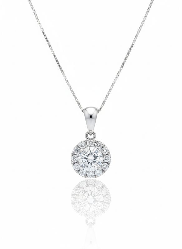 0.65CT NATURAL-GROWN PENDANT G-H/VS  (WITH CHAIN)