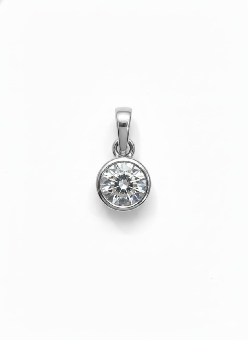 0.35CT LAB-GROWN ROUND BEZEL PENDANT D-E/VVS-VS