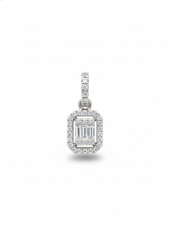 0.29CT NATURAL-GROWN ROUND-BAGUETTE PENDANT F-G/VS-SI
