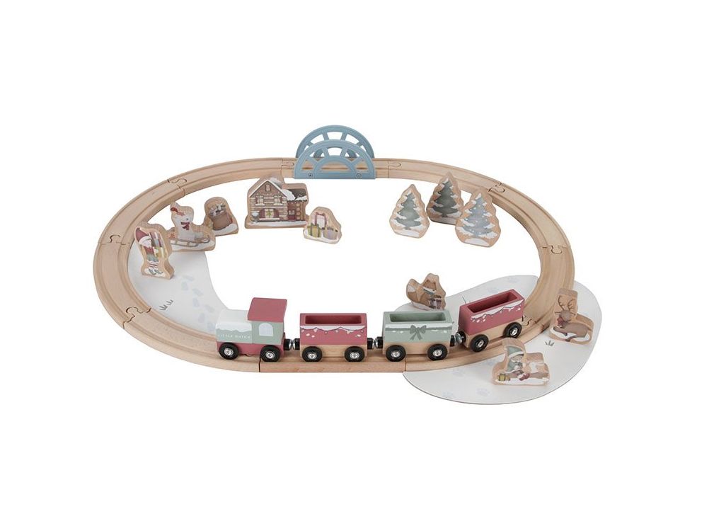 Houten treinbaan Kerst