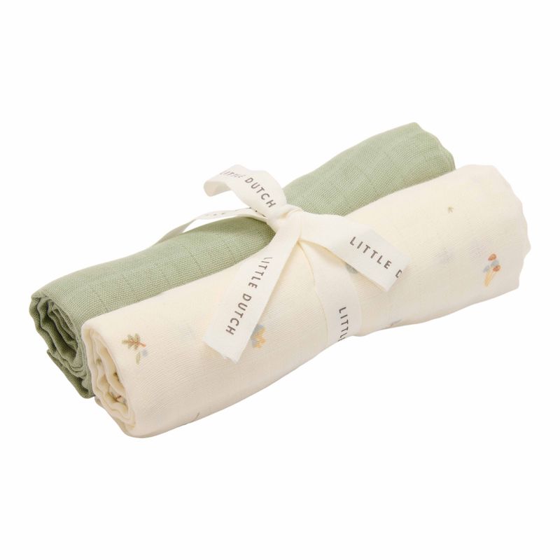 Little Dutch - Swaddle doeken 70 x 70 Forest Treasures/Pure Sage
