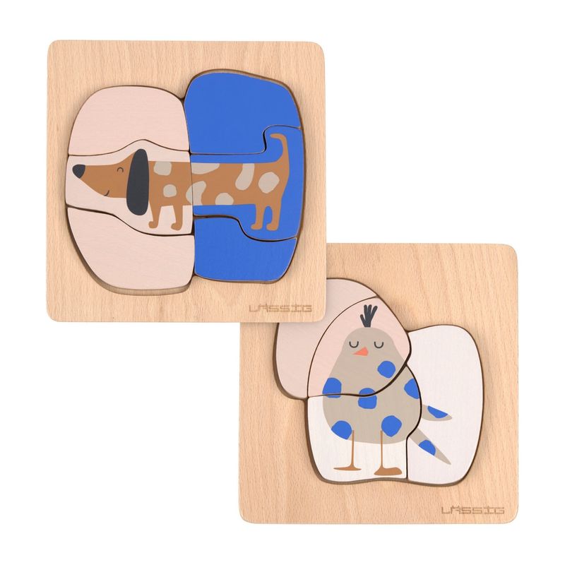 Laessig - Puzzle Wood Set 2 pcs Little Mateys Dog/ Bird