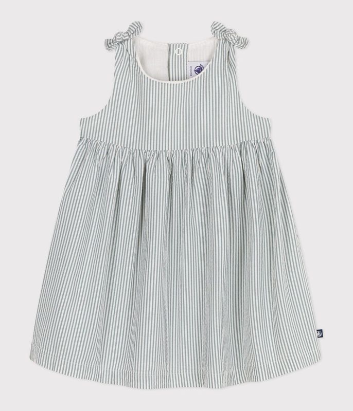 PETIT BATEAU - JURK MET STREEPJES GROEN