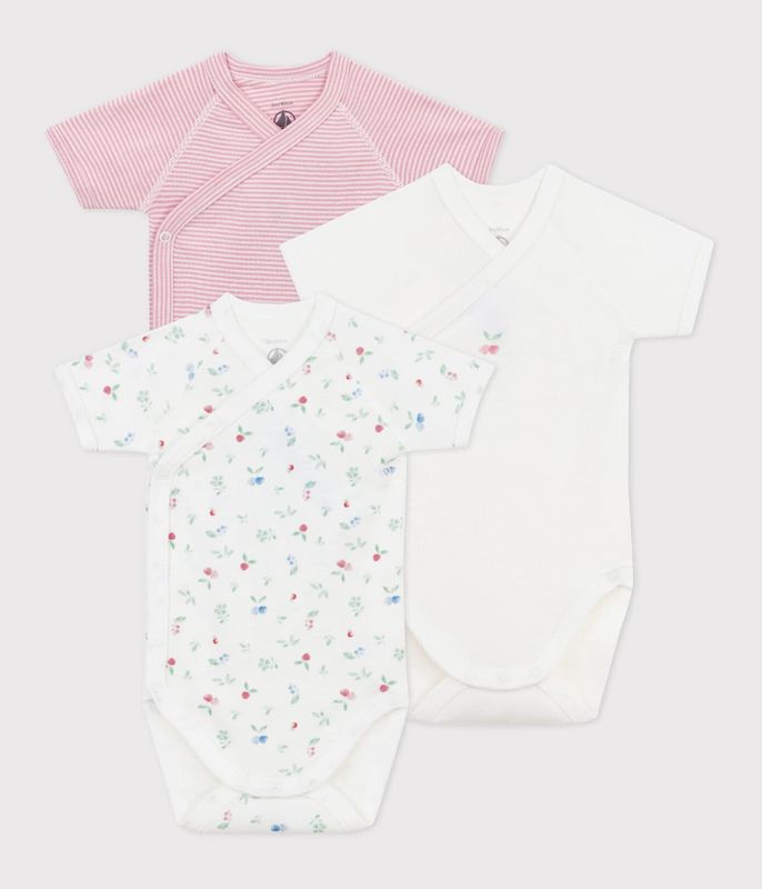 PETIT BATEAU - BODY'S KORTE MOUW BLOEMETJES ROOS STREEP 3ST