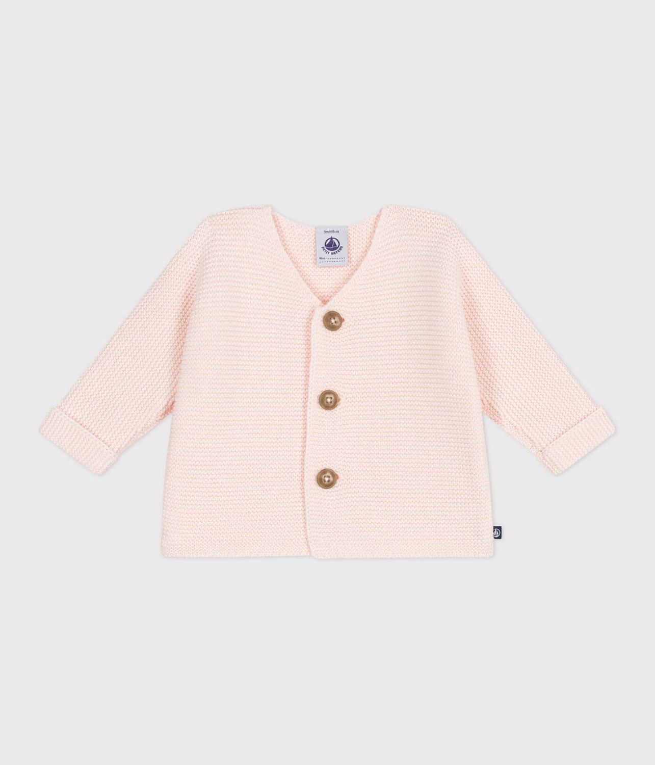 PETIT BATEAU - GEBREID VESTJE IN RIBBELSTEEK ROOS