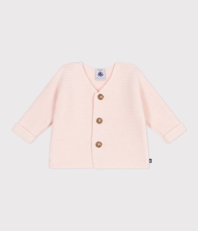 PETIT BATEAU - GEBREID VESTJE IN RIBBELSTEEK ROOS