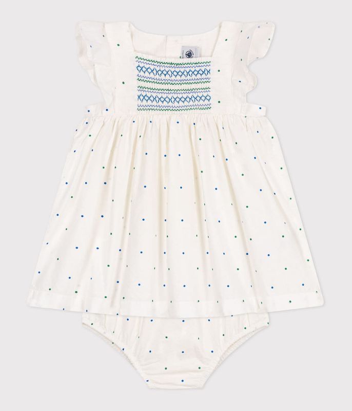 PETIT BATEAU - WIT JURKJE DOTS MET BLOOMER
