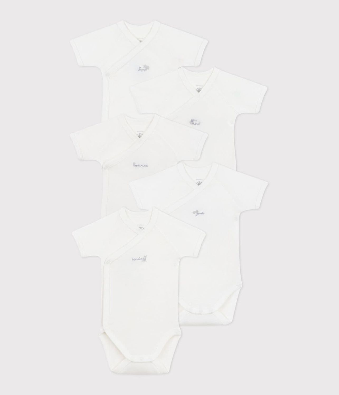 PETIT BATEAU - SET VAN 5 ROMPERTJES KORTE MOUW JOURS