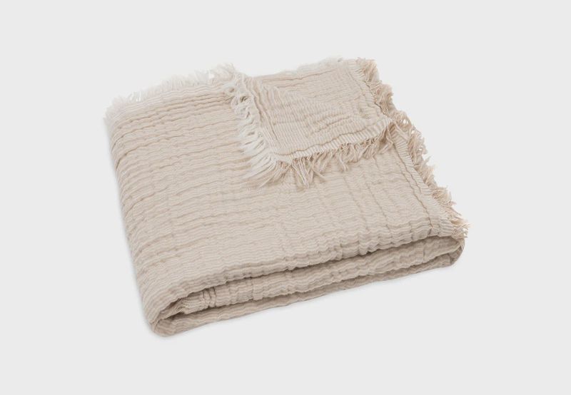 Jollein - Deken Wieg 75x100cm Fringe Stripe Biscuit/Ivory