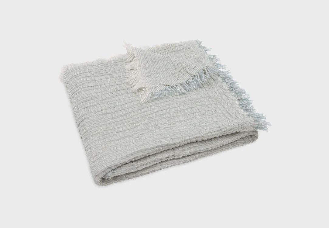 Jollein - Deken Wieg 75x100cm Fringe Stripe Sea Green/Ivory