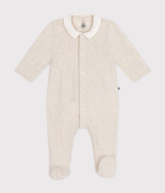 Petit Bateau - Pyjama velours beige mini hartje