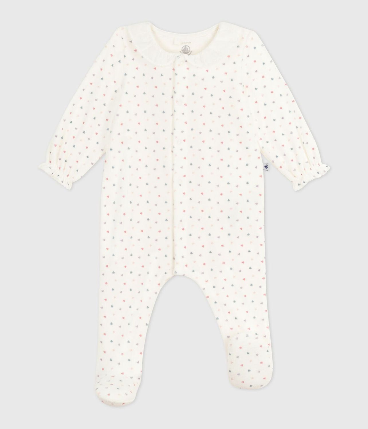 Petit Bateau - Pyjama fluweel kraag hartjesprint