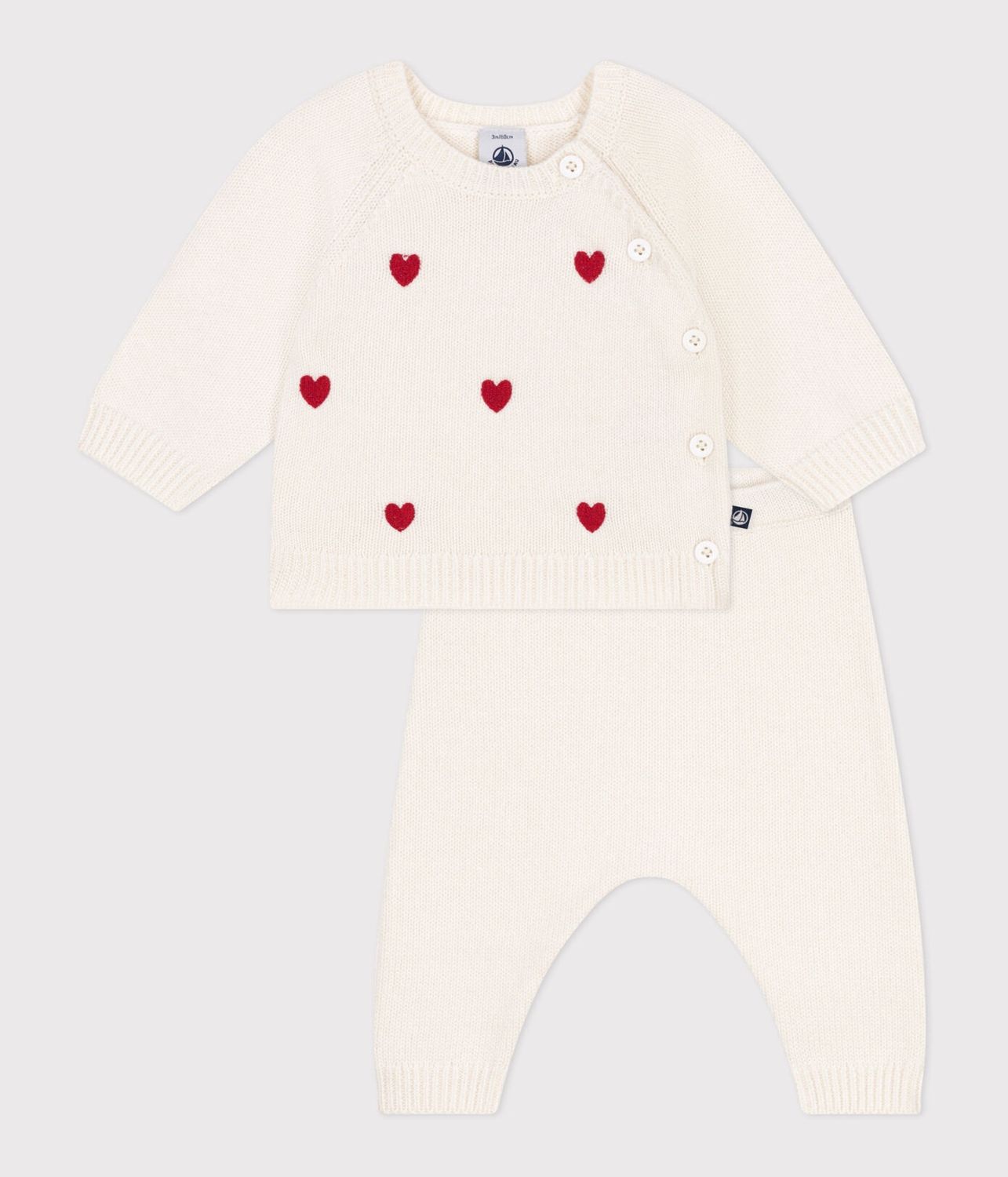 Petit Bateau - Gebreid ensemble hartjes