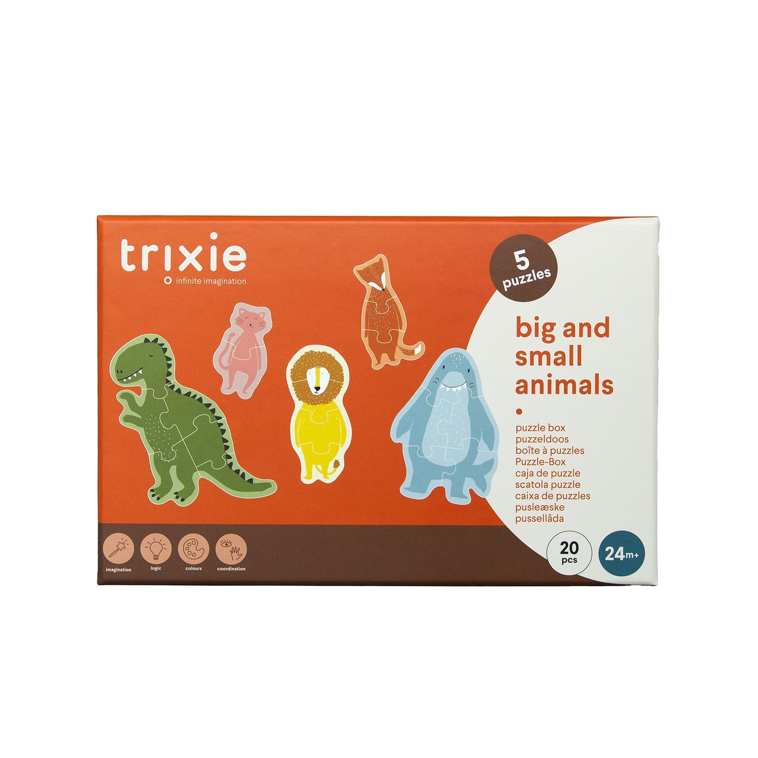Trixie - Puzzeldoos - Grote en kleine dieren - 5 puzzels