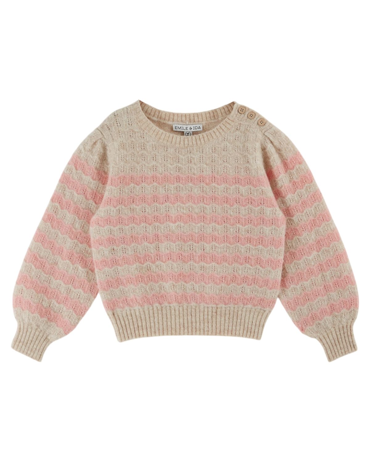 Emile et Ida - Pull vague ecru/rose