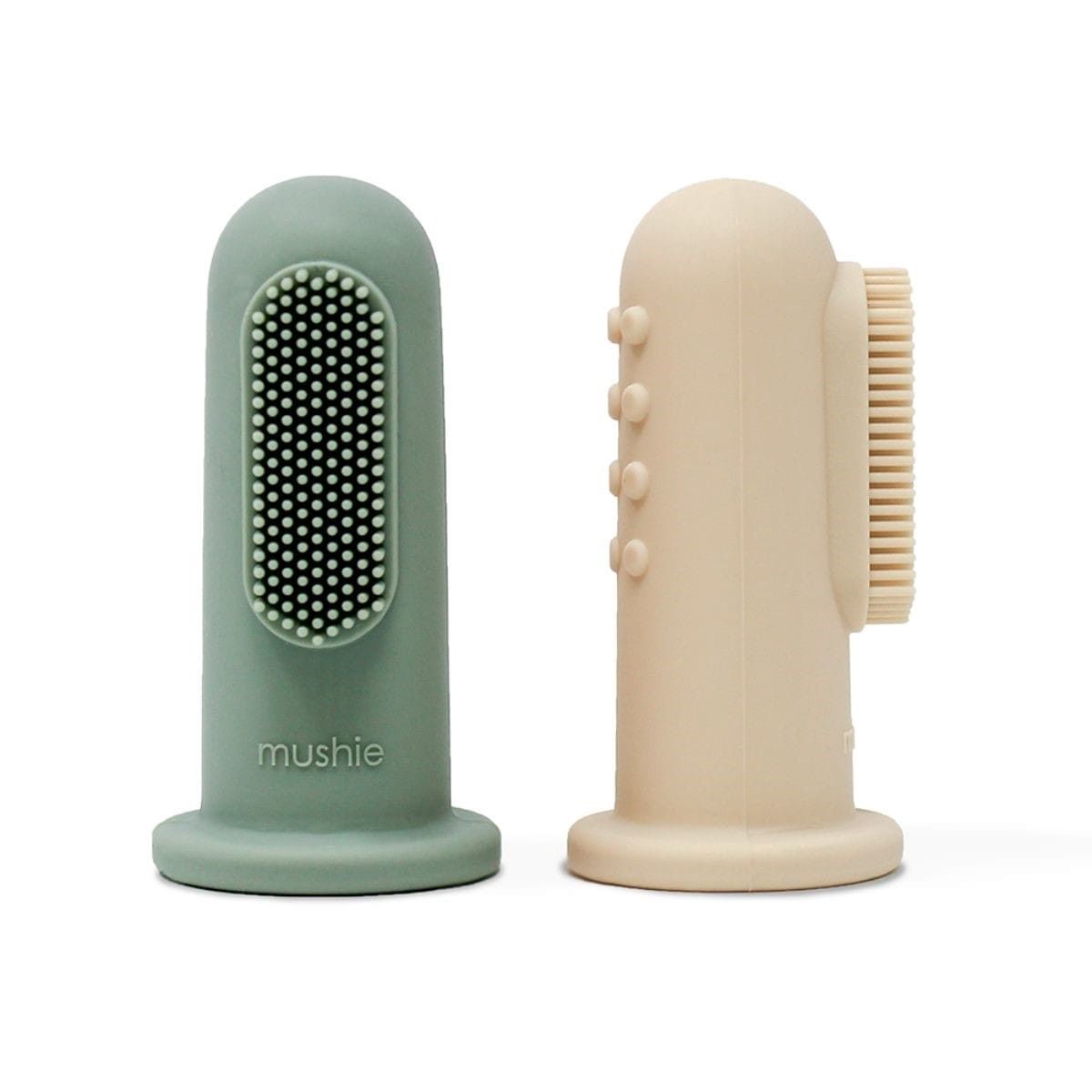 Mushie - Finger toothbrush, Color: Sand + blue