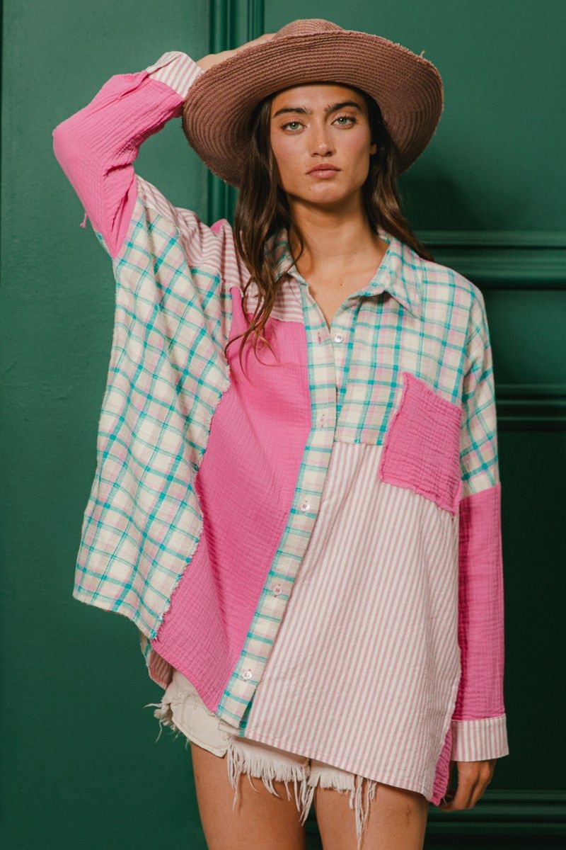 Color Block Long Sleeve Shirt