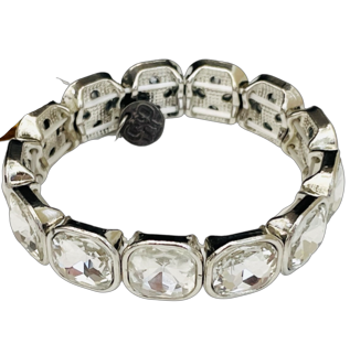 Silver &amp; Clear Rhinestone Stretch Bracelet