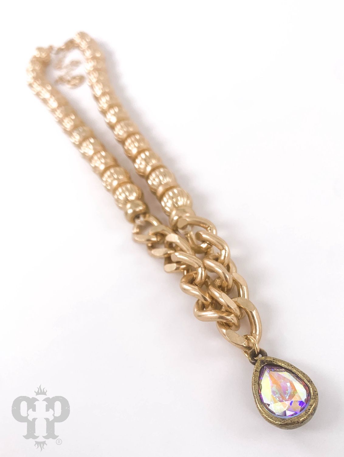 Fluted Bead &amp; Chain Necklace