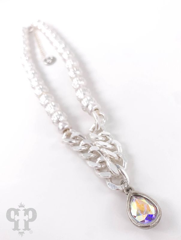 Fluted Bead &amp; Chain Necklace