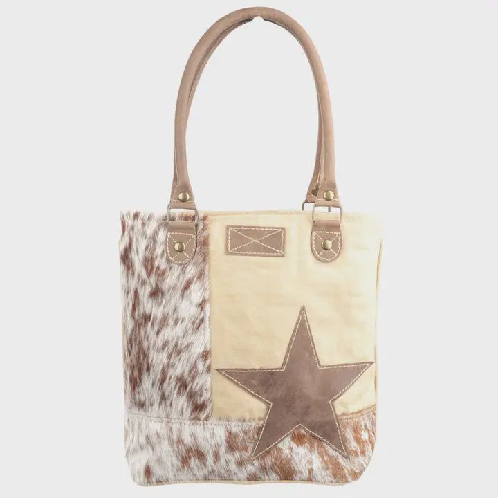Star w/ Cowhide Canvas Tote