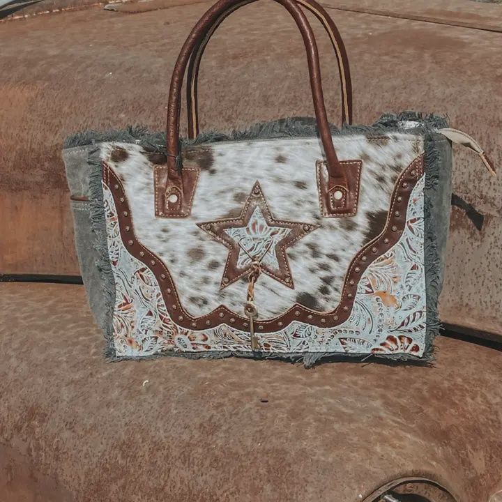 Elisa Star Cowhide Small Tote Purse