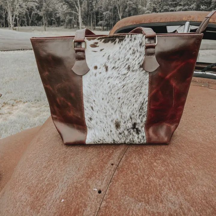 Tote, Laptop Bag, Purse w/ Cowhide and Leather.